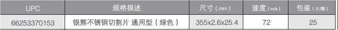 银熊不锈钢切割片基本参数